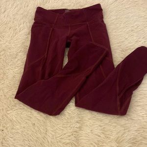 Athleta girls purple full length leggings. Mesh details on ankle and pockets.